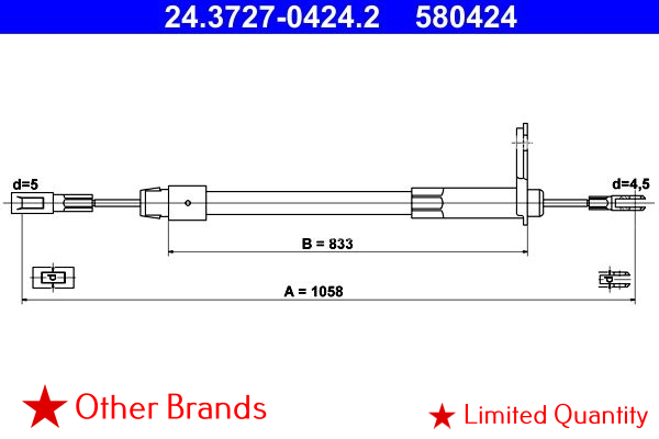 BRAKE CONTROL CABLE REAR LEFT