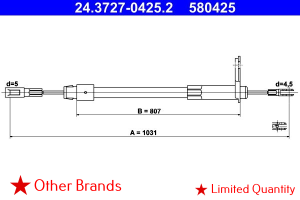 BRAKE CONTROL CABLE REAR RIGHT